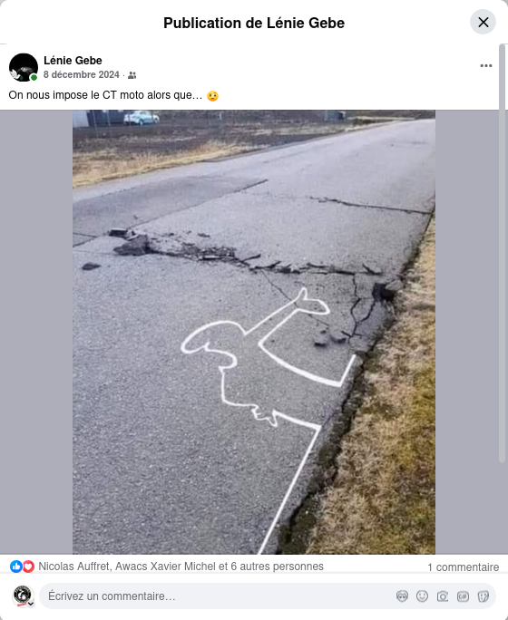 Screenshot 2025 05 21 at 19 19 25 8 Lénie Gebe On nous impose le CT moto alors que Facebook